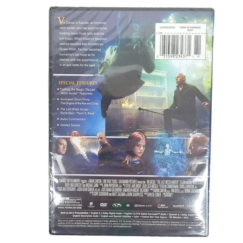 The Last Witch Hunter NEW DVD Vin Diesel Elijah Wood Rose Leslie - Picture 2 of 6